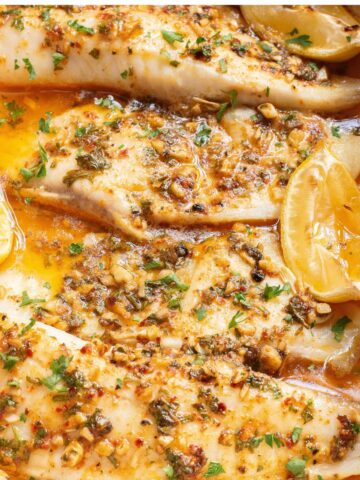 Tilapia baked in a cajun lemon butter with lime and topped with fresh parsley.
