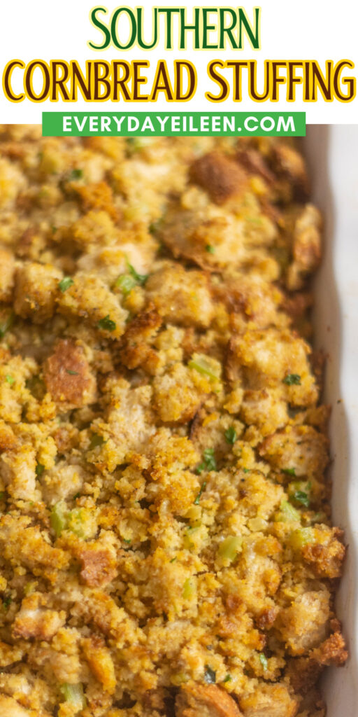 Southern cornbread stuffing Pinterest pin.