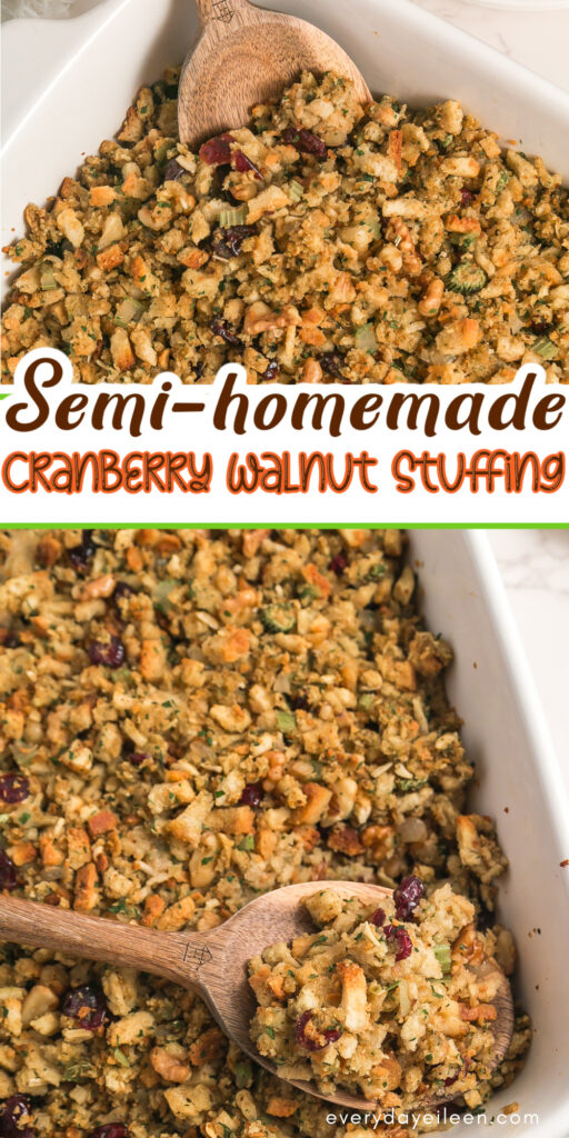 Cranberry walnut stuffing pinterest pin.