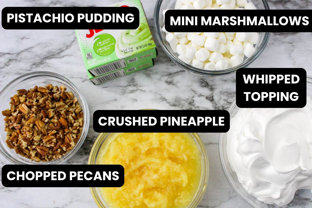 Ingredients to make watergate salad.