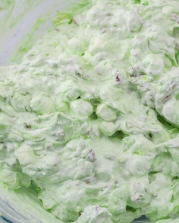 Watergate salad in a glass bowl.