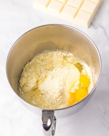 Hand mixer with ingredients for cake trees for Christmas.