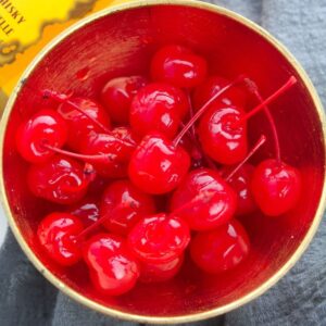 Whiskey cherries in a bowl.