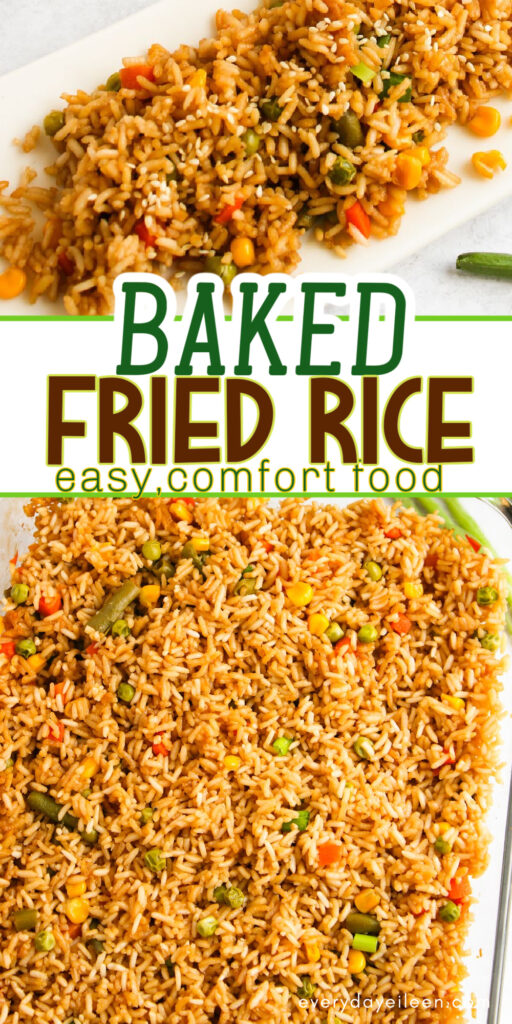Pinterest pin for baked fried rice