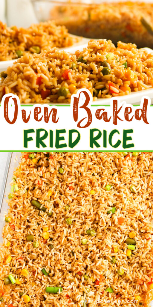 Pinterest pin for oven baked fried rice