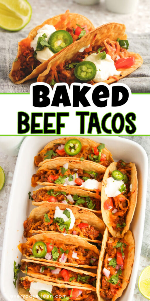 Baked Beef Tacos pinterest pin.