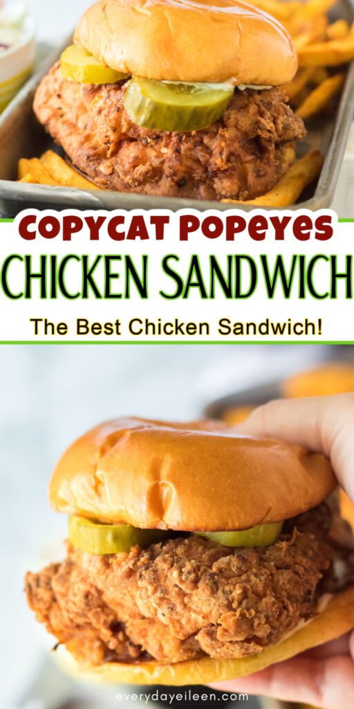 Pinterest pin for popeyes copycat chicken sandwich