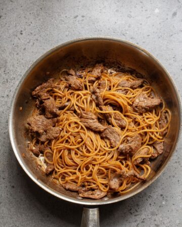 steak and noodles for Hibatchi steak.