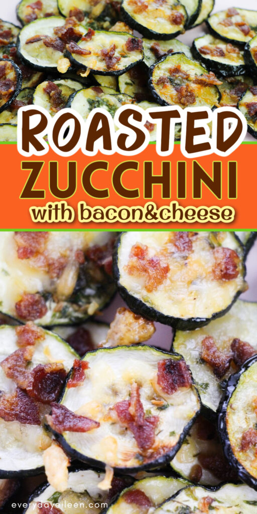 A Pinterest pin with text overlay for roasted zucchini slices.