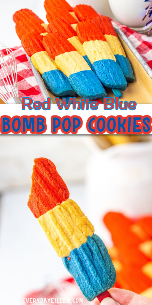 Patriotic bomb pop cookies Pinterest pin.