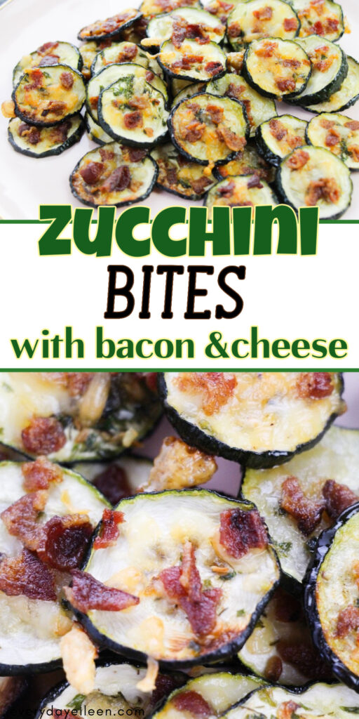 Zucchini Bites with bacon and cheese Pinterest pin.