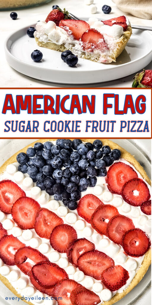 Pinterest pin for american flag sugar cookie dessert pizza