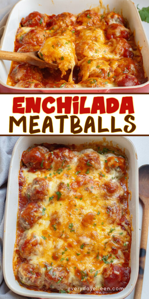 Pinterest pin for enchilada meatballs.