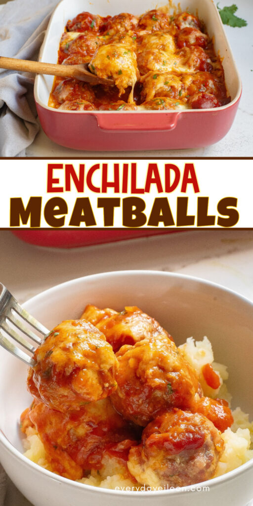 Pinterest pin for enchilada meatballs.