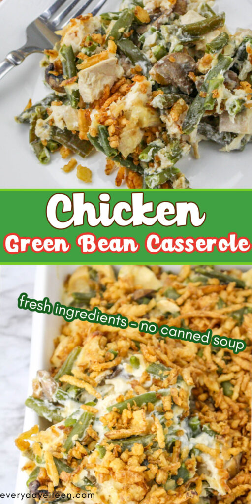 Chicken green bean casserole pinterest pin.