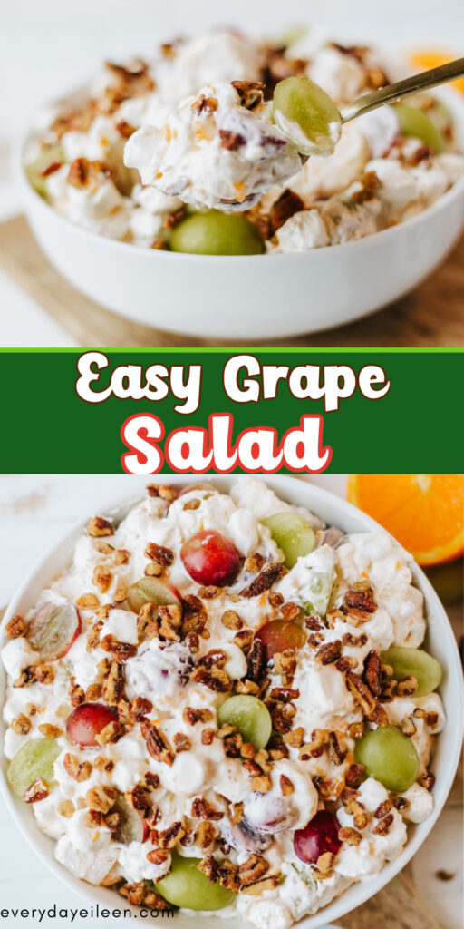 Pinterest pin for Grape Salad with text overlay.