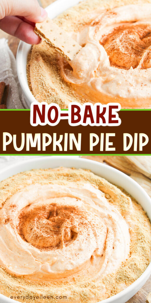 No bake pumpkin pie dip with text overlay for Pinterest.