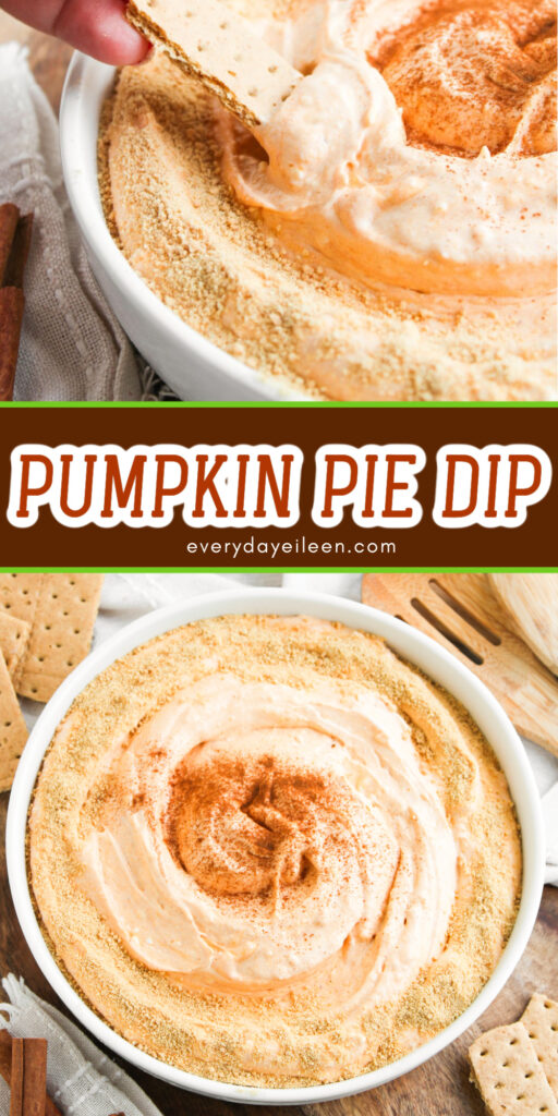 Pumpkin pie dip Pinterest pin with text overlay.