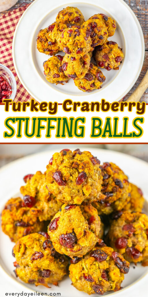 Pinterest pin for Stuffing Balls with Ground Turkey and Cranberries.