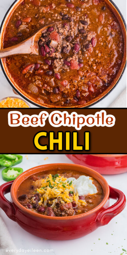 Pinterest pin for Smoky Chipotle Chili with text overlay.