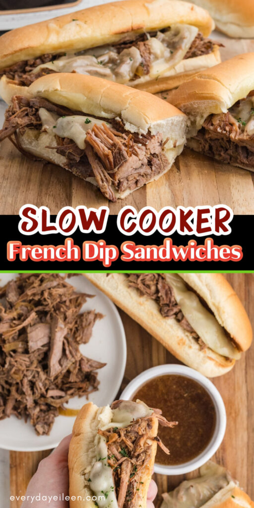 Slow cooker French Dip Sandwiches Pinterest Pin