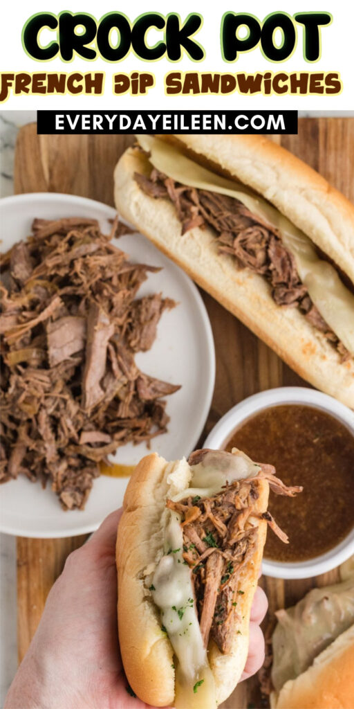 Crockpot French Dip Sandwiches pinterest pin.