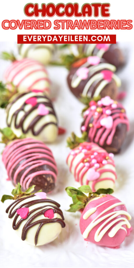 Pinterest pin for easy Chocolate Covered Strawberries