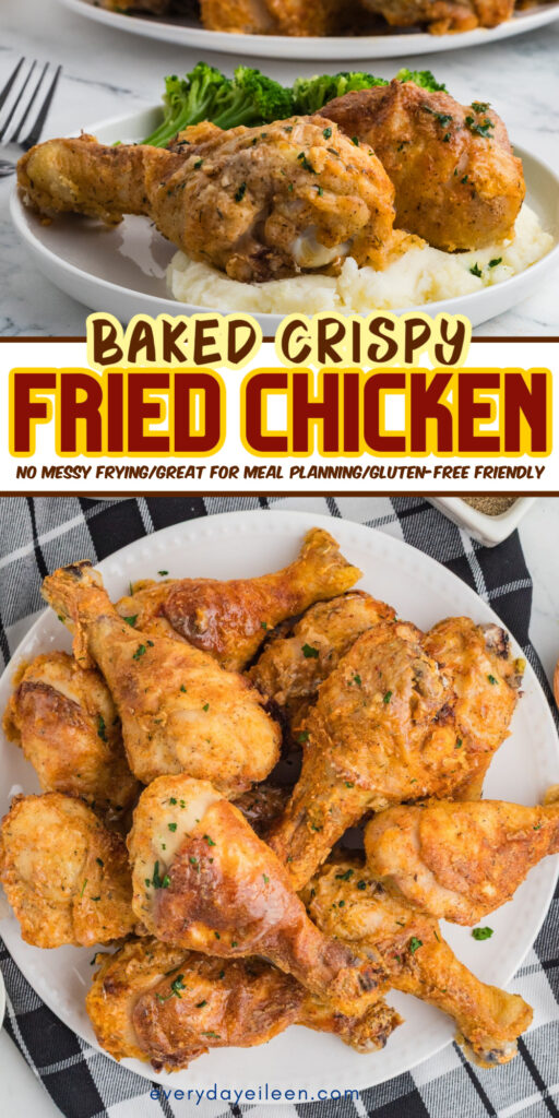 Pinterest pin for crispy baked chicken drumsticks.
