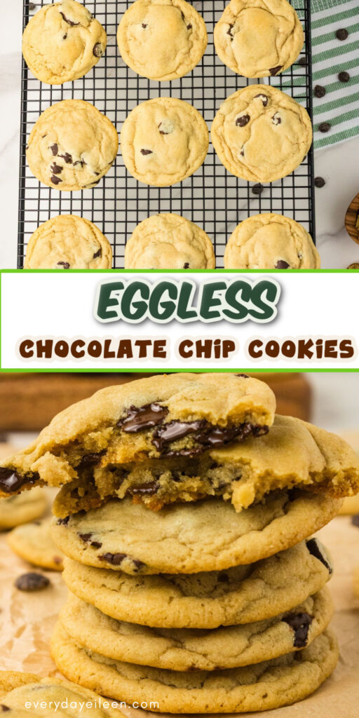 Pinterest pin for eggless chocolate chip cookies